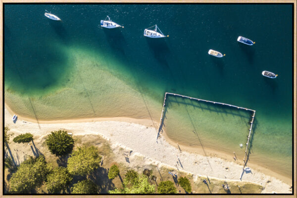 Sea Pool - Aerial Artwork - Contact Beach - Sandy Bay - Framed Canvas - Brian Randall