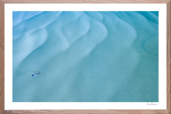 In to the Blue - Aerial Artwork - Wallis Lake - Oak Frame - Brian Randall