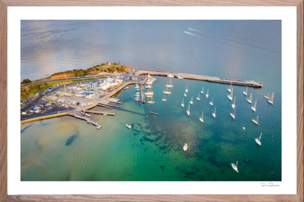 Safe Haven - Aerial Artwork - Mornington - Mornington Peninsula - Oak Frame - Brian Randall